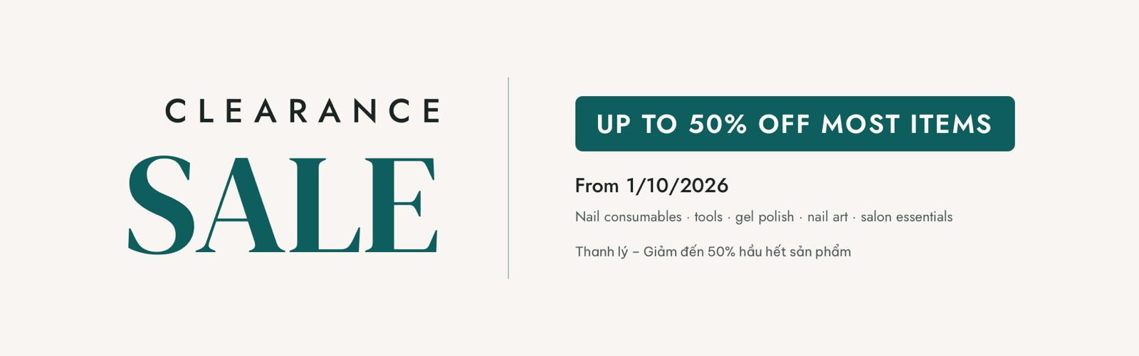 Clearance Sale - Up to 50% off most items